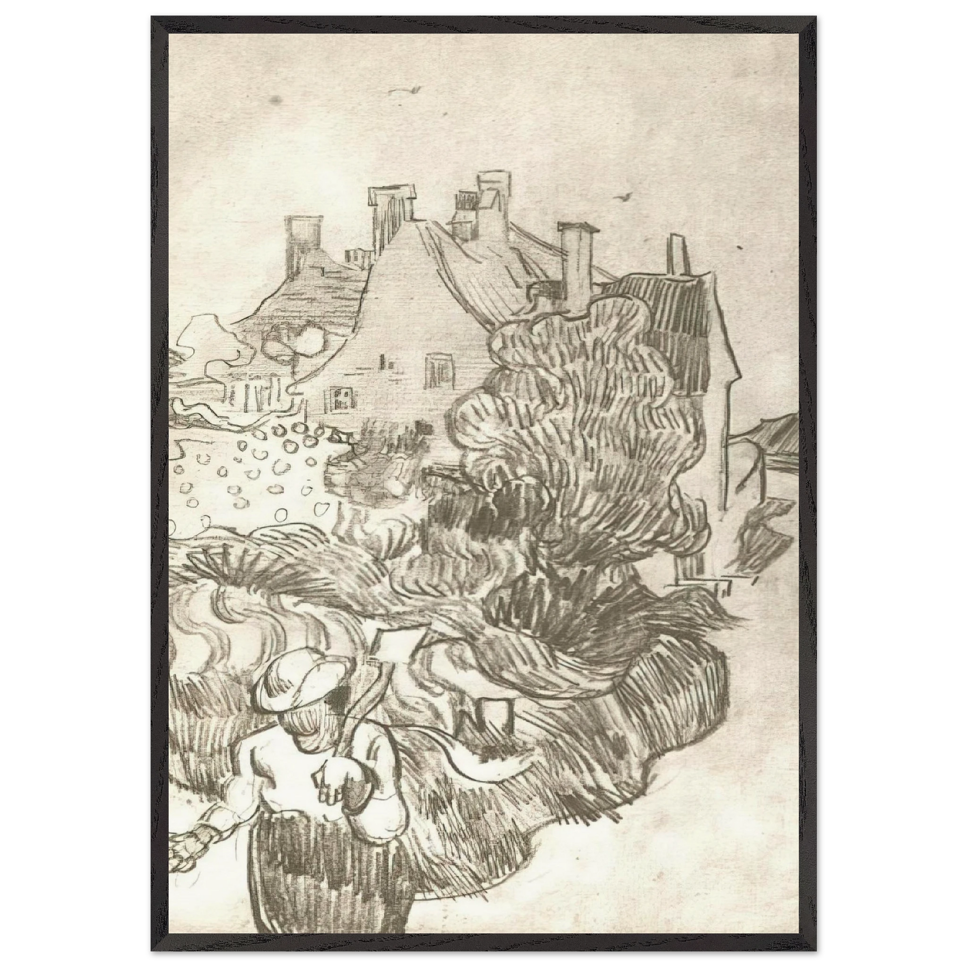 A House at Auvers - Vincent van Gogh Framed Art Print – Black Wooden Frame - Default Title - -Framed Art Print