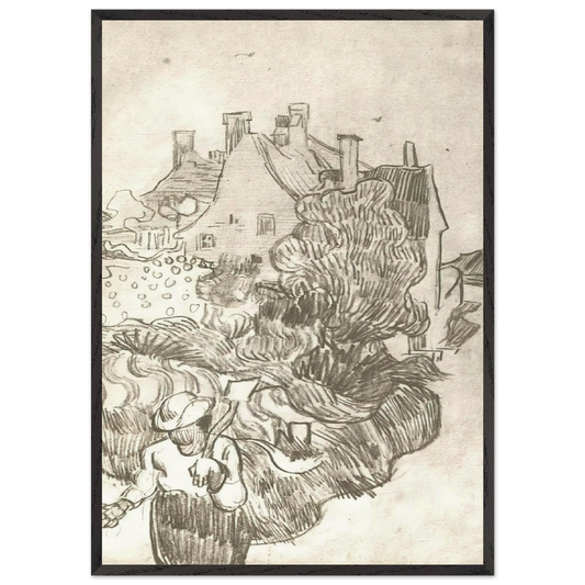 A House at Auvers - Vincent van Gogh Framed Art Print – Black Wooden Frame - Default Title - -Framed Art Print