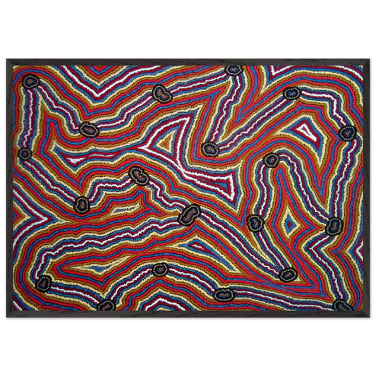 Narripi Dreaming - 1992 - Clifford Possum Tjapaltjarri Framed Art Print – Black Wooden Frame - Default Title - -Framed Art Print