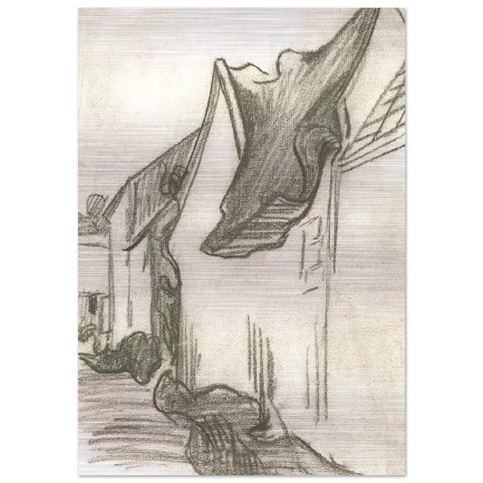 Village Street, Sketch - Vincent van Gogh Brushed Aluminum Print - 70x100 cm / 28x40 inches | Vincent van Gogh Aluminum Print | Vincent van Gogh Prints