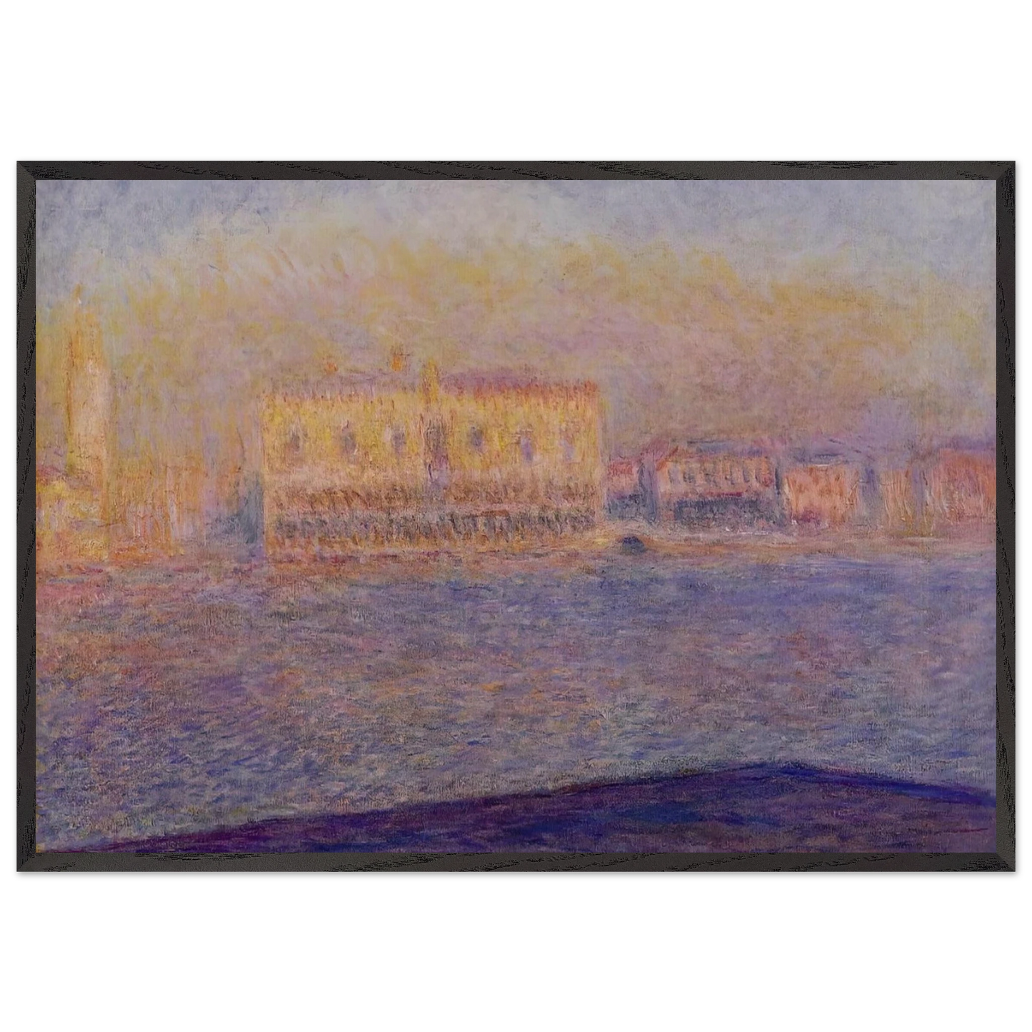 The Doges Palace Seen from San Giorgio Maggiore Venice - claude monet Framed Art Print – Black Wooden Frame - Default Title - -Framed Art Print