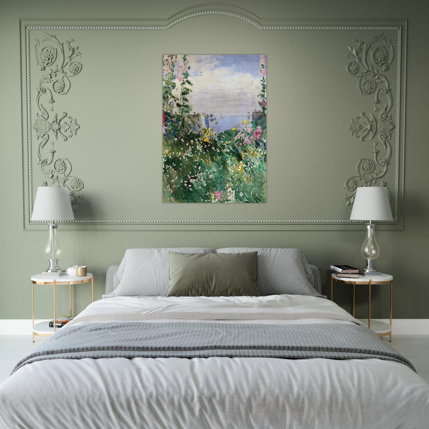 Isles of Shoals Garden, Appledore - Childe Hassam Brushed Aluminum Print - 70x100 cm / 28x40 inches | Childe Hassam Aluminum Print | Childe Hassam Prints