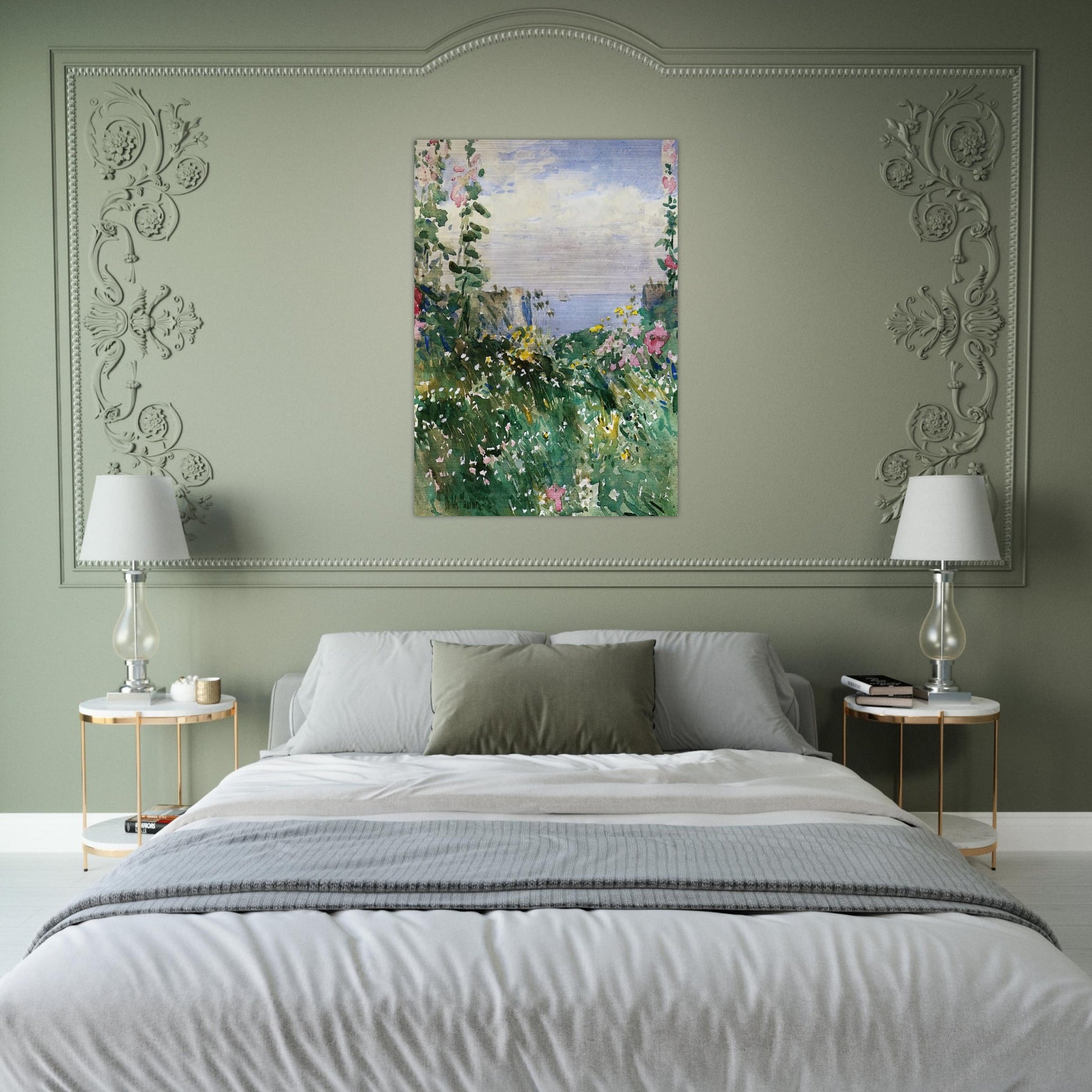 Isles of Shoals Garden, Appledore - Childe Hassam Brushed Aluminum Print - 70x100 cm / 28x40 inches | Childe Hassam Aluminum Print | Childe Hassam Prints