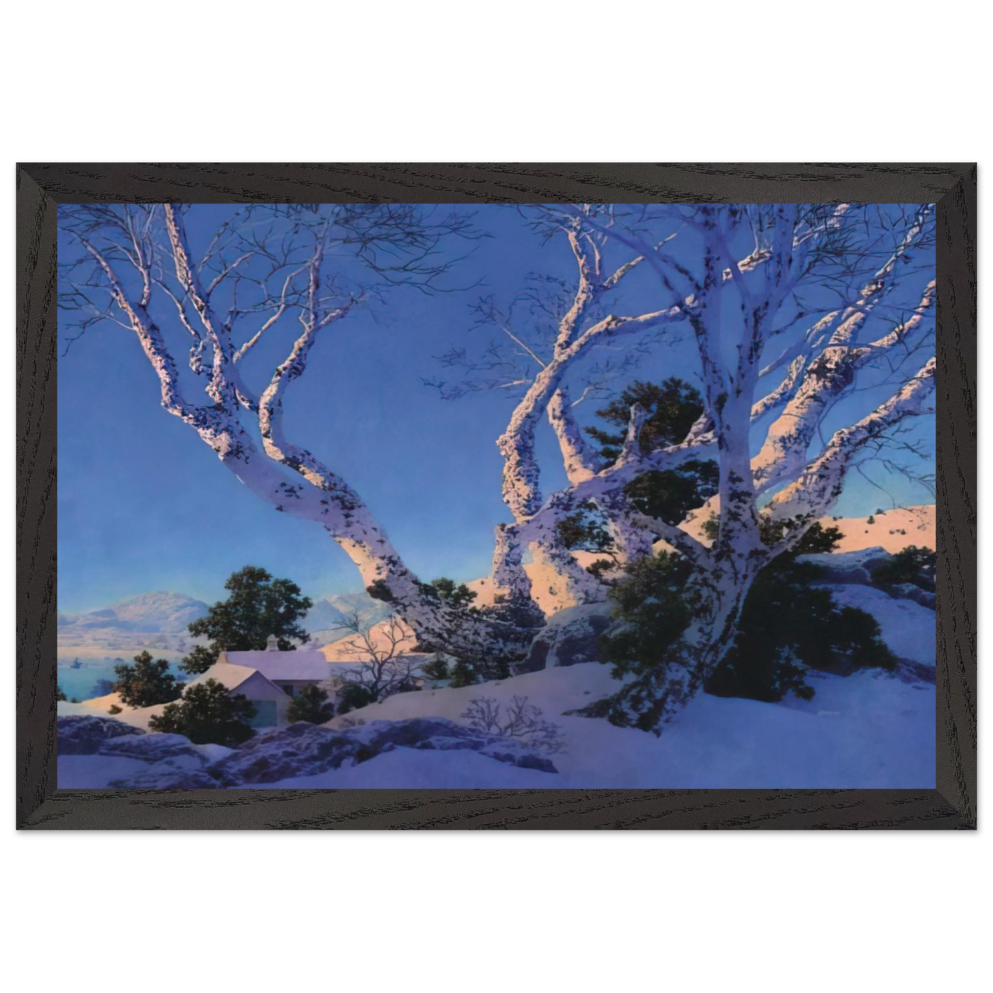 Maxfield Parrish - Birches in Winter Wall Art - 60x80 cm / 24x32 inches - Fine Art Poster - -