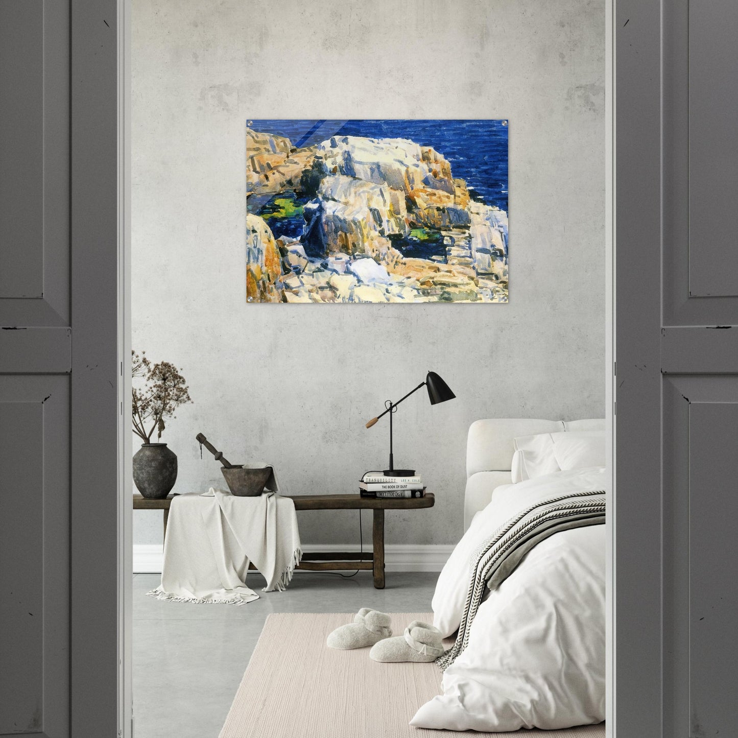 Rocks at Appledore - Childe Hassam Acrylic Print - 70x100 cm / 28x40″ inches | Childe Hassam Wall Art | Childe Hassam Prints