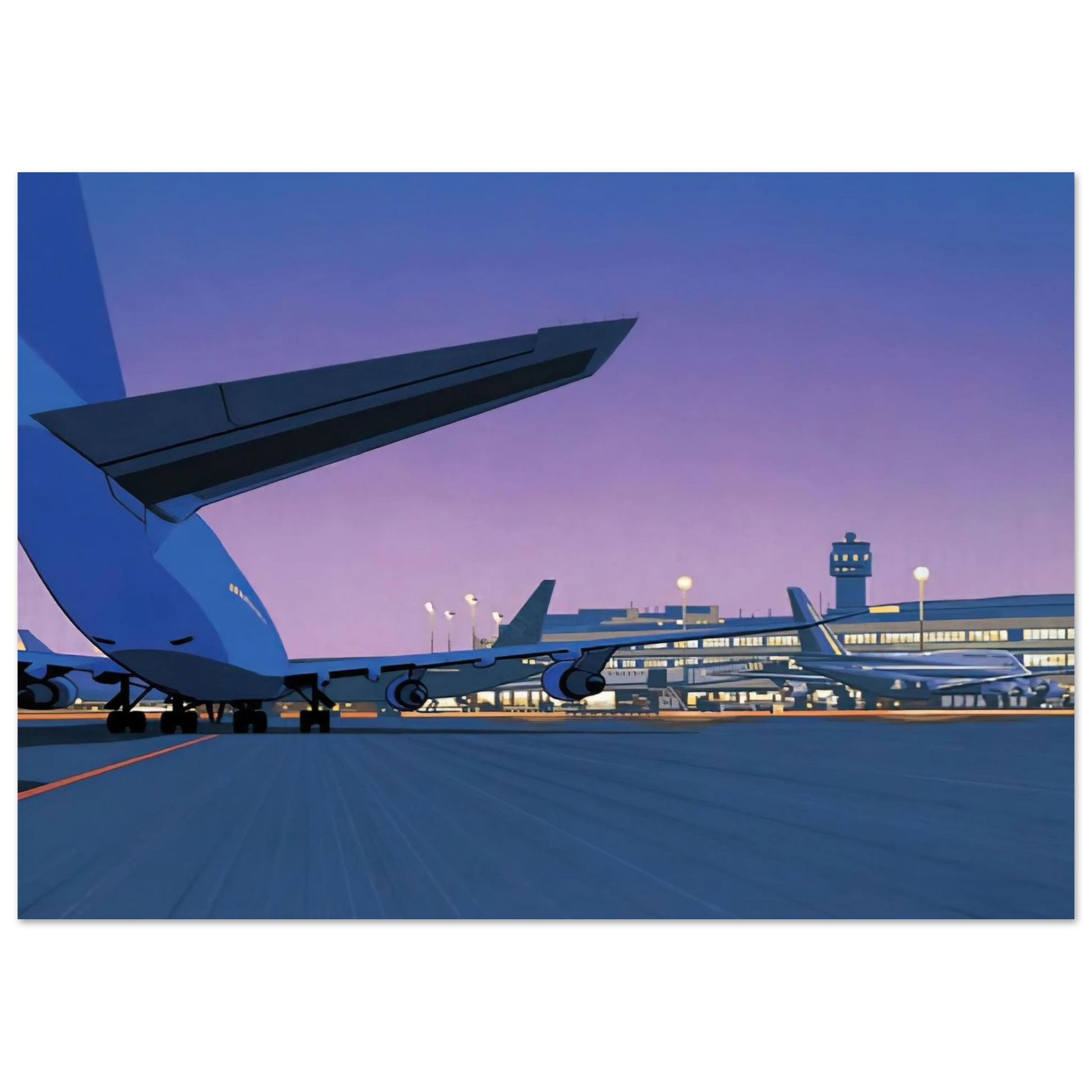 Hiroshi Nagai - Taxiway Wall Art - 60x80 cm / 24x32 inches - Premium Wooden Framed Poster With Fine Art Paper - Wood frame