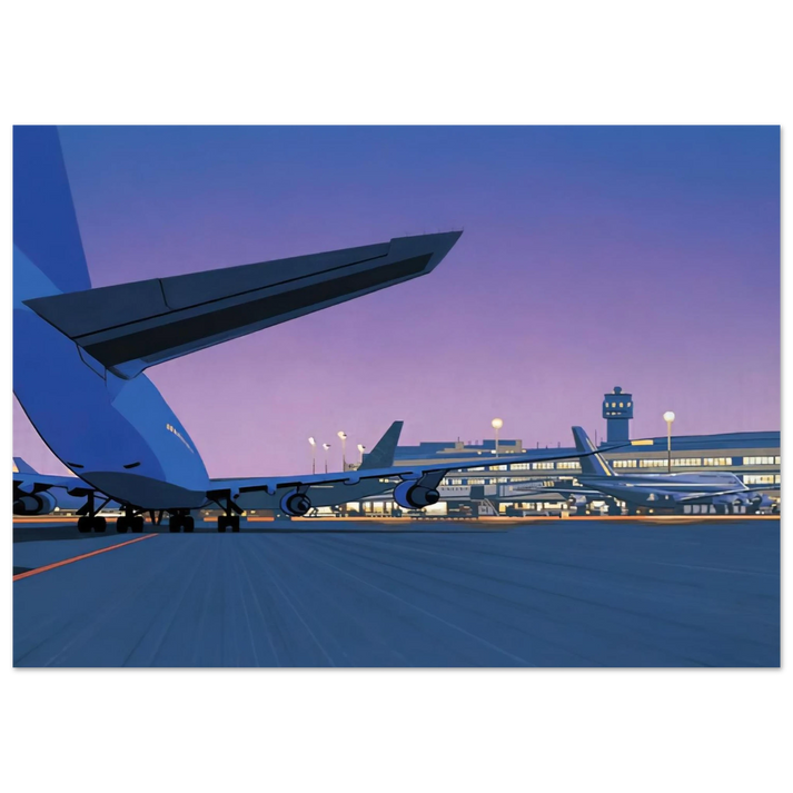 Hiroshi Nagai - Taxiway Wall Art - 60x80 cm / 24x32 inches - Premium Wooden Framed Poster With Fine Art Paper - Wood frame