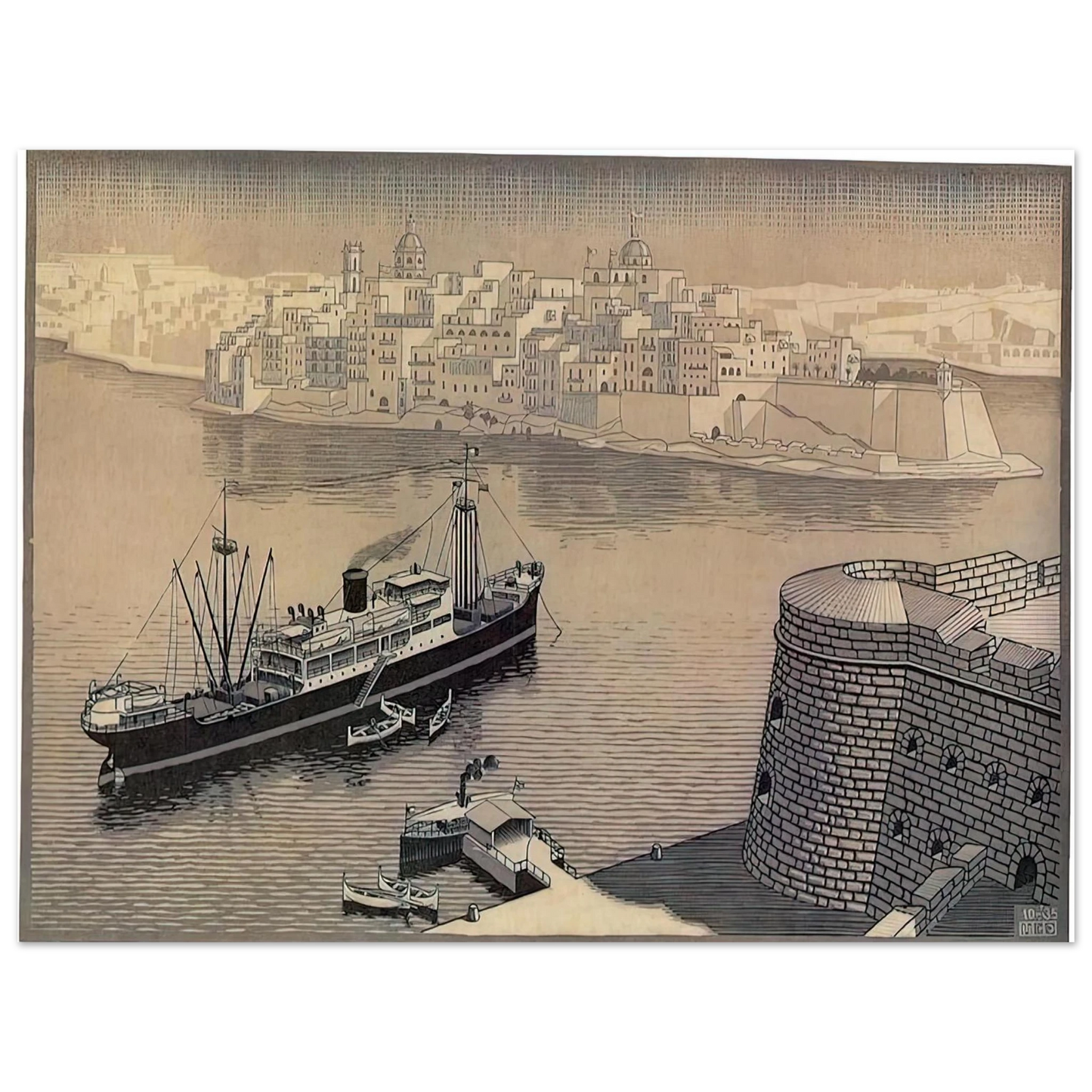 MC Escher - SENGELA MALTA Wall Art - 21x29.7 cm / 8x12" - Fine Art Poster - -