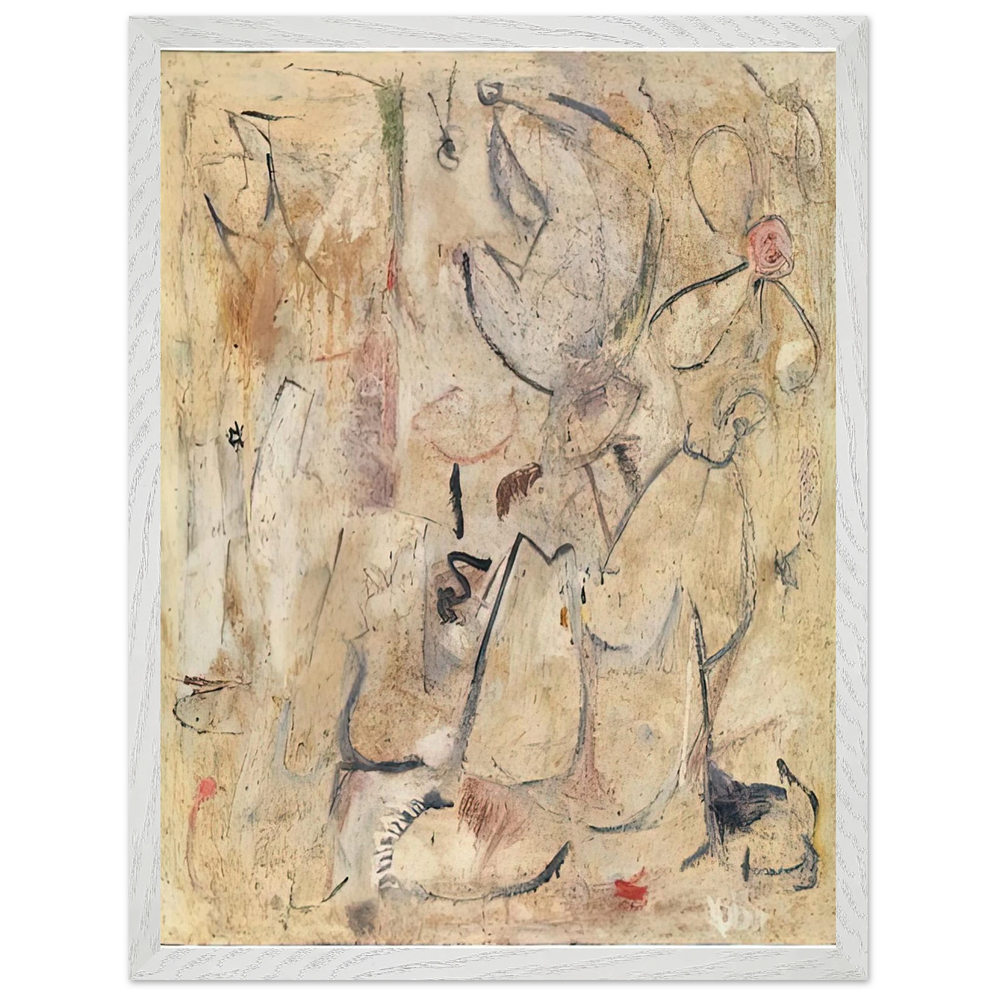 Helen Frankenthaler - Beach, 1950- Wall Art - 30x40 cm / 12x16 inches - Premium Wooden Framed Poster With Fine Art Paper - White frame