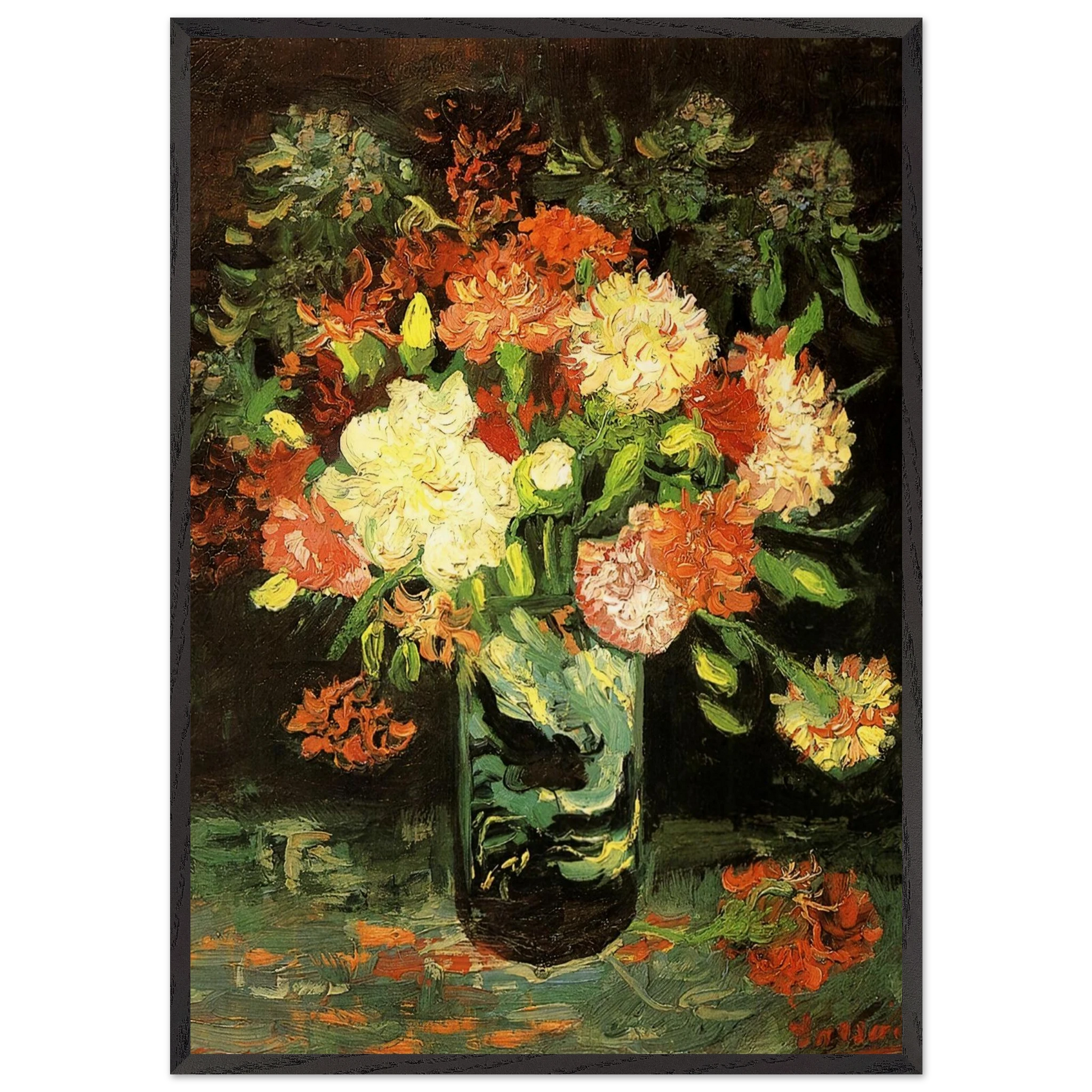 Vase with Carnations - Vincent van Gogh Framed Art Print – Black Wooden Frame - Default Title - -Framed Art Print