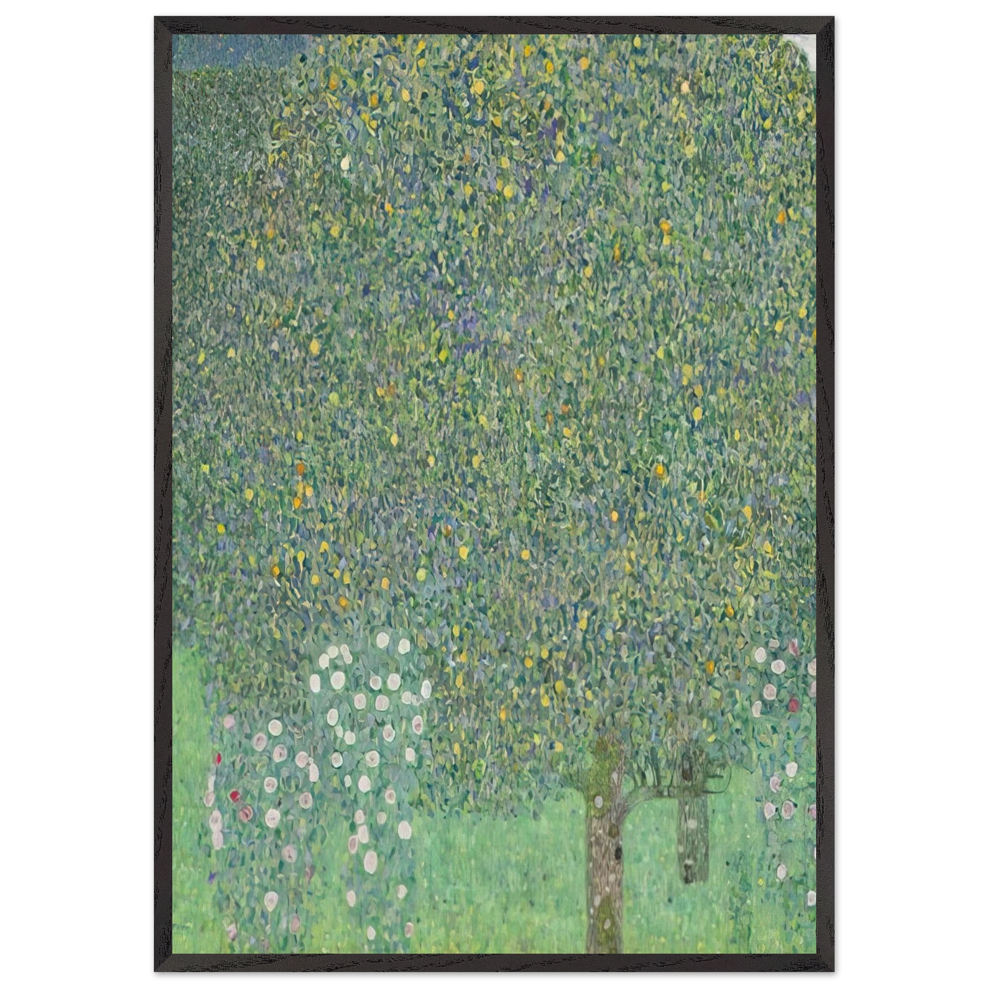 ROSES UNDER THE TREES - Gustav Klimt Framed Art Print – Black Wooden Frame - Default Title - -Framed Art Print