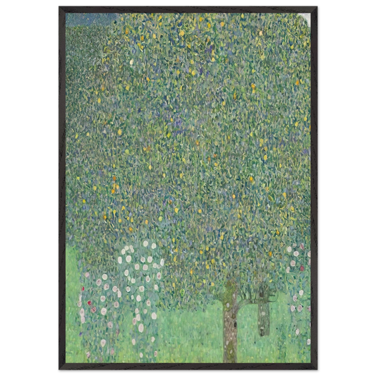 ROSES UNDER THE TREES - Gustav Klimt Framed Art Print – Black Wooden Frame - Default Title - -Framed Art Print