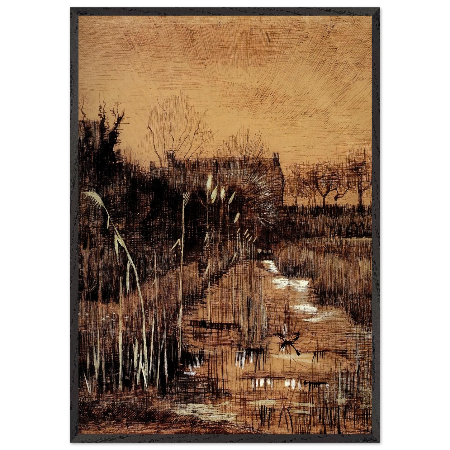 Ditch - Vincent van Gogh Framed Art Print – Black Wooden Frame - Default Title - -Framed Art Print
