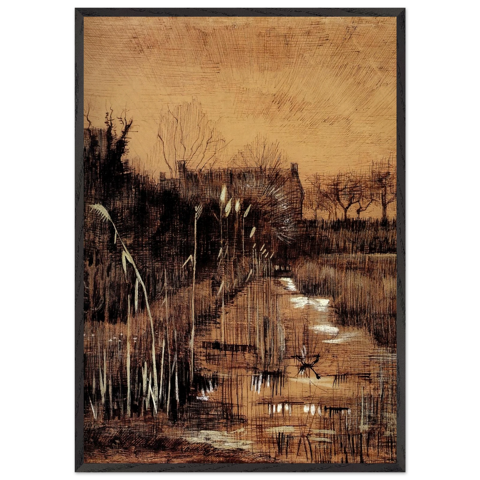 Ditch - Vincent van Gogh Framed Art Print – Black Wooden Frame - Default Title - -Framed Art Print