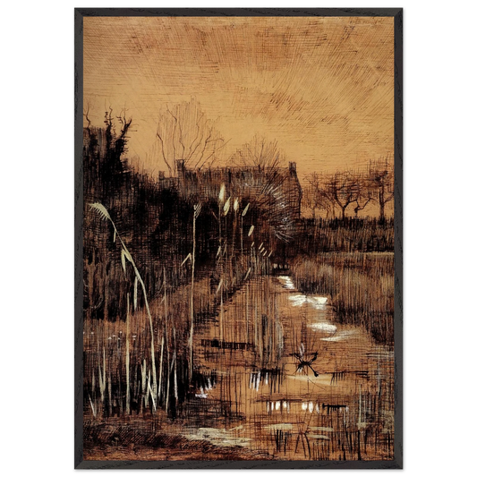 Ditch - Vincent van Gogh 70x100 cm / 28x40 inches Framed Art Print – Black Wooden Frame