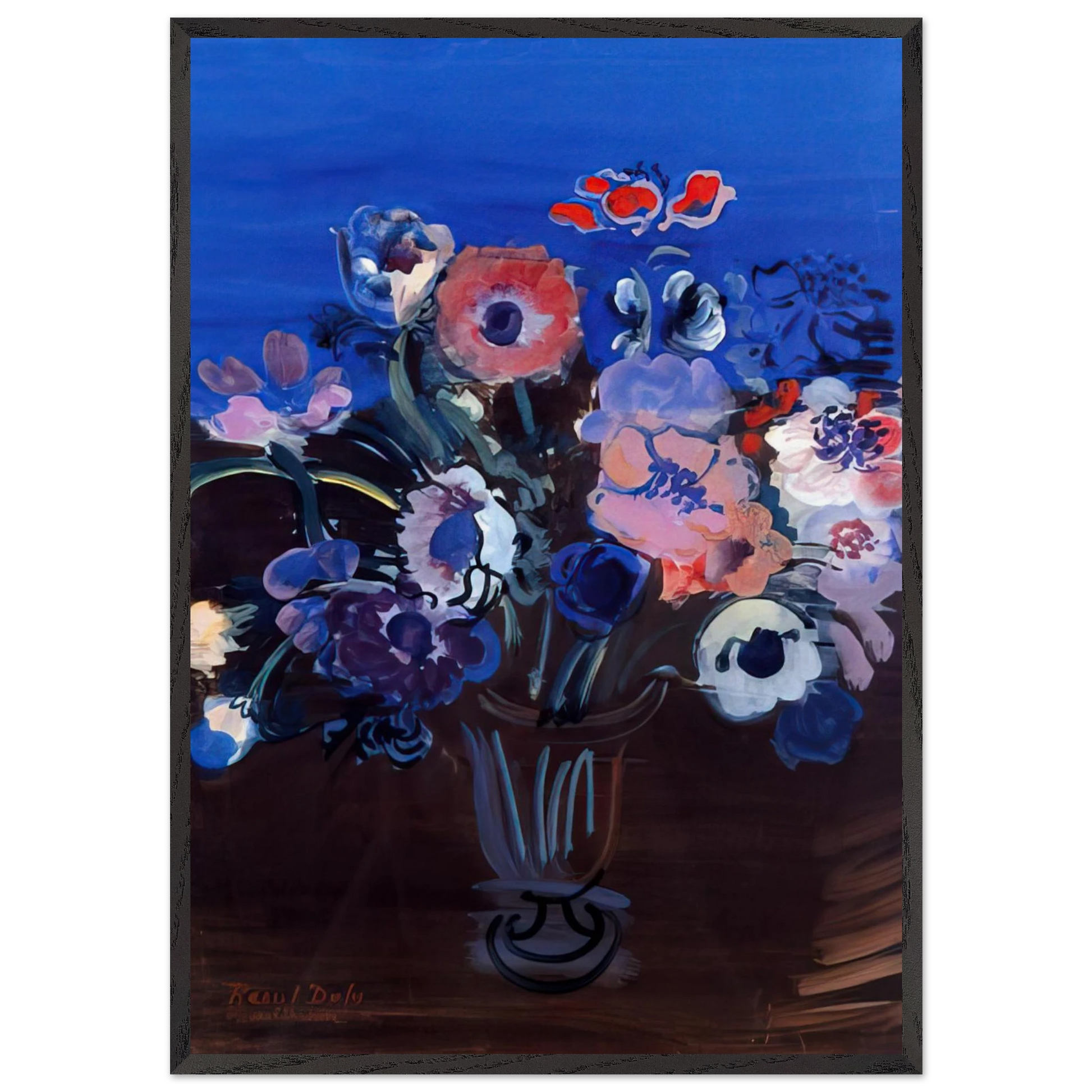 ANEMONES N1 - Raoul Dufy 70x100 cm / 28x40 inches Framed Art Print – Black Wooden Frame