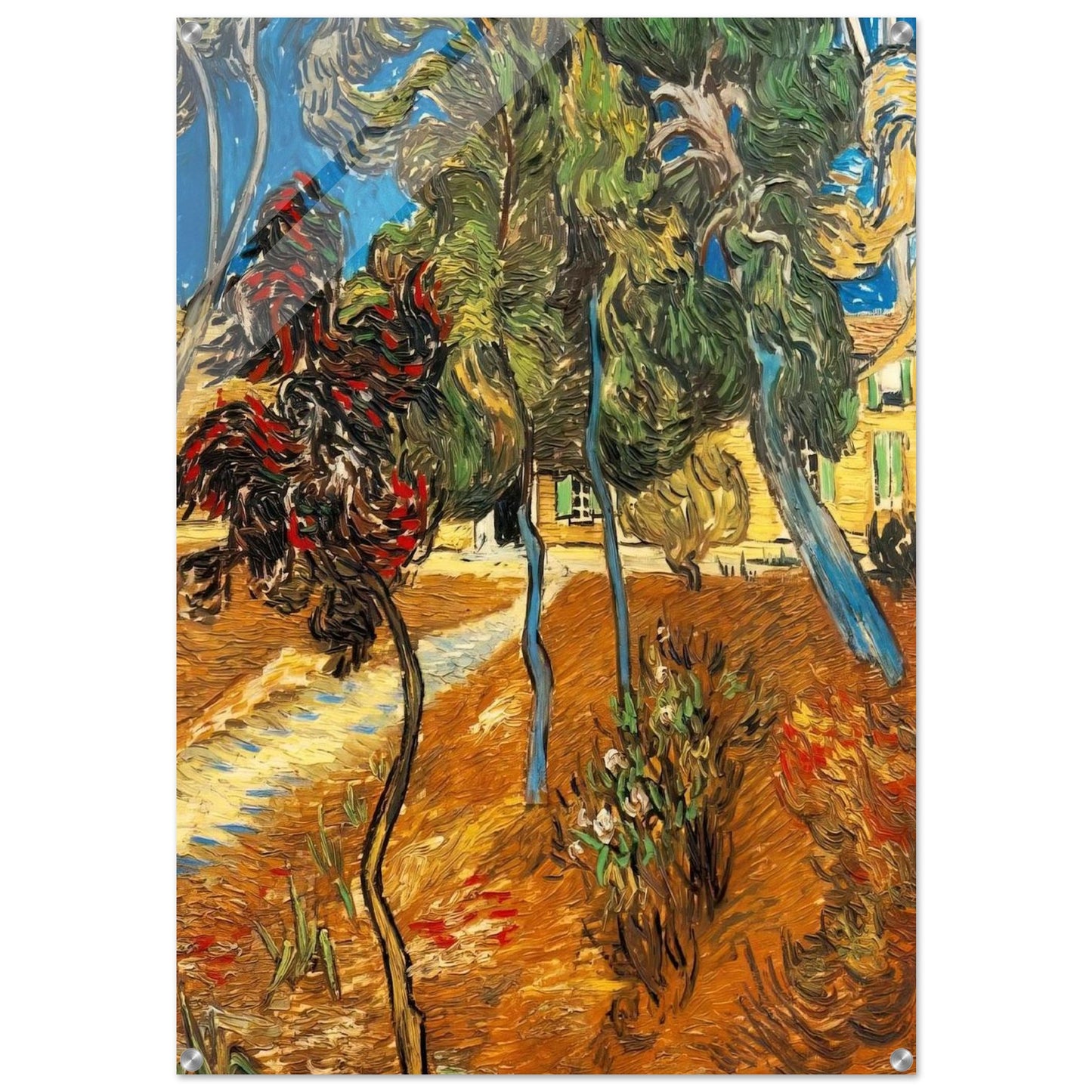 Trees in the Asylum Garden - Vincent van Gogh Acrylic Print - 70x100 cm / 28x40″ inches | Vincent van Gogh Wall Art | Vincent van Gogh Prints