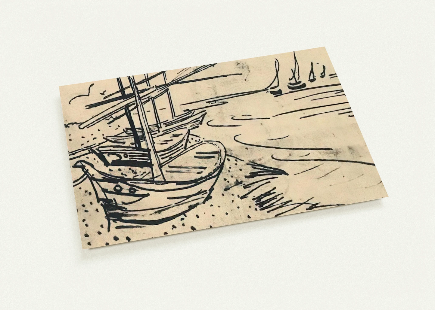 Fishing Boats on the Beach By Vincent van Gogh Pack of 10 Post Cards | Vincent van Gogh Post Cards | A6 (10.5 x 14.8 cm) - 4.1 x 5.8 inches