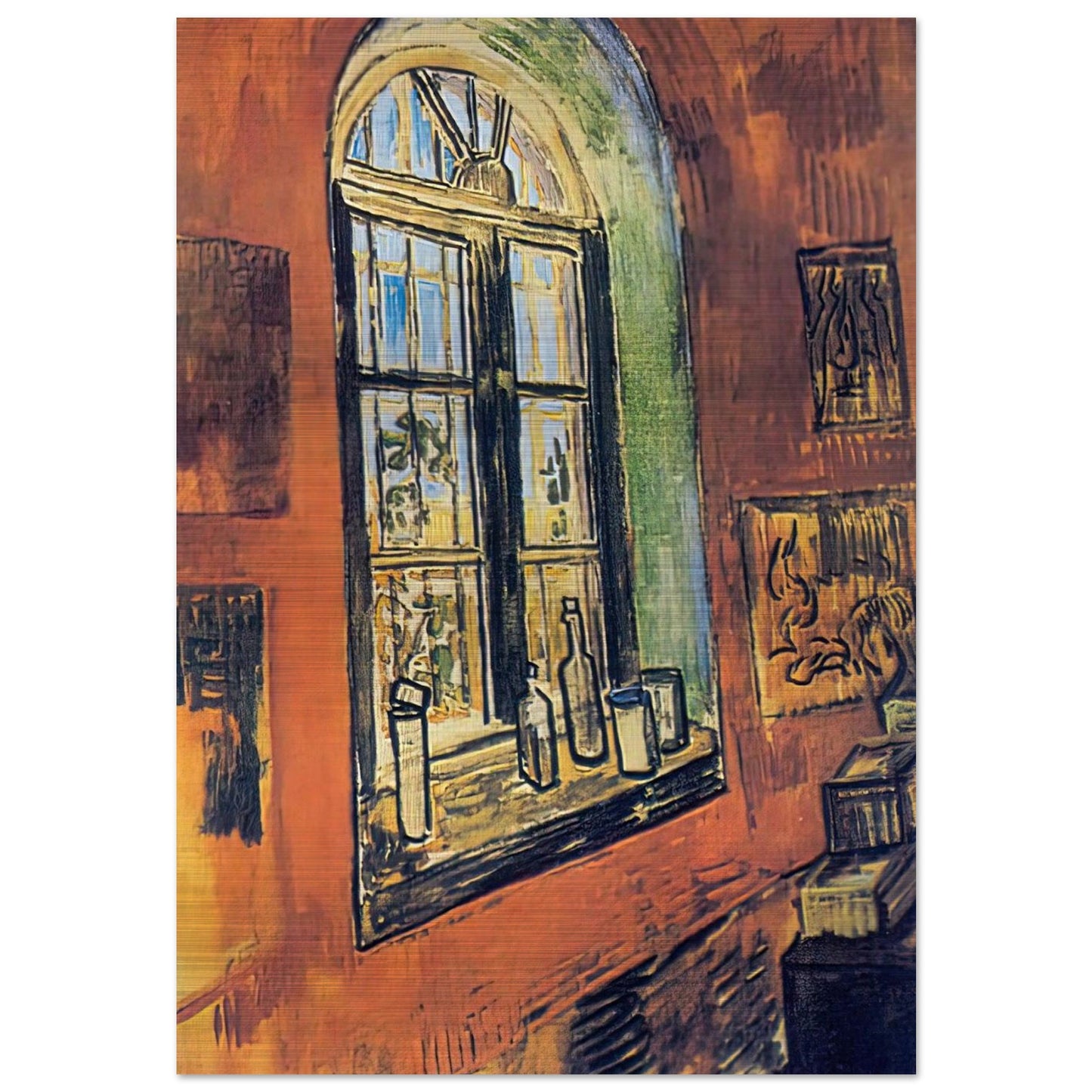 Window of Vincent's Studio at the Asylum - Vincent van Gogh Brushed Aluminum Print - 70x100 cm / 28x40 inches | Vincent van Gogh Aluminum Print | Vincent van Gogh Prints