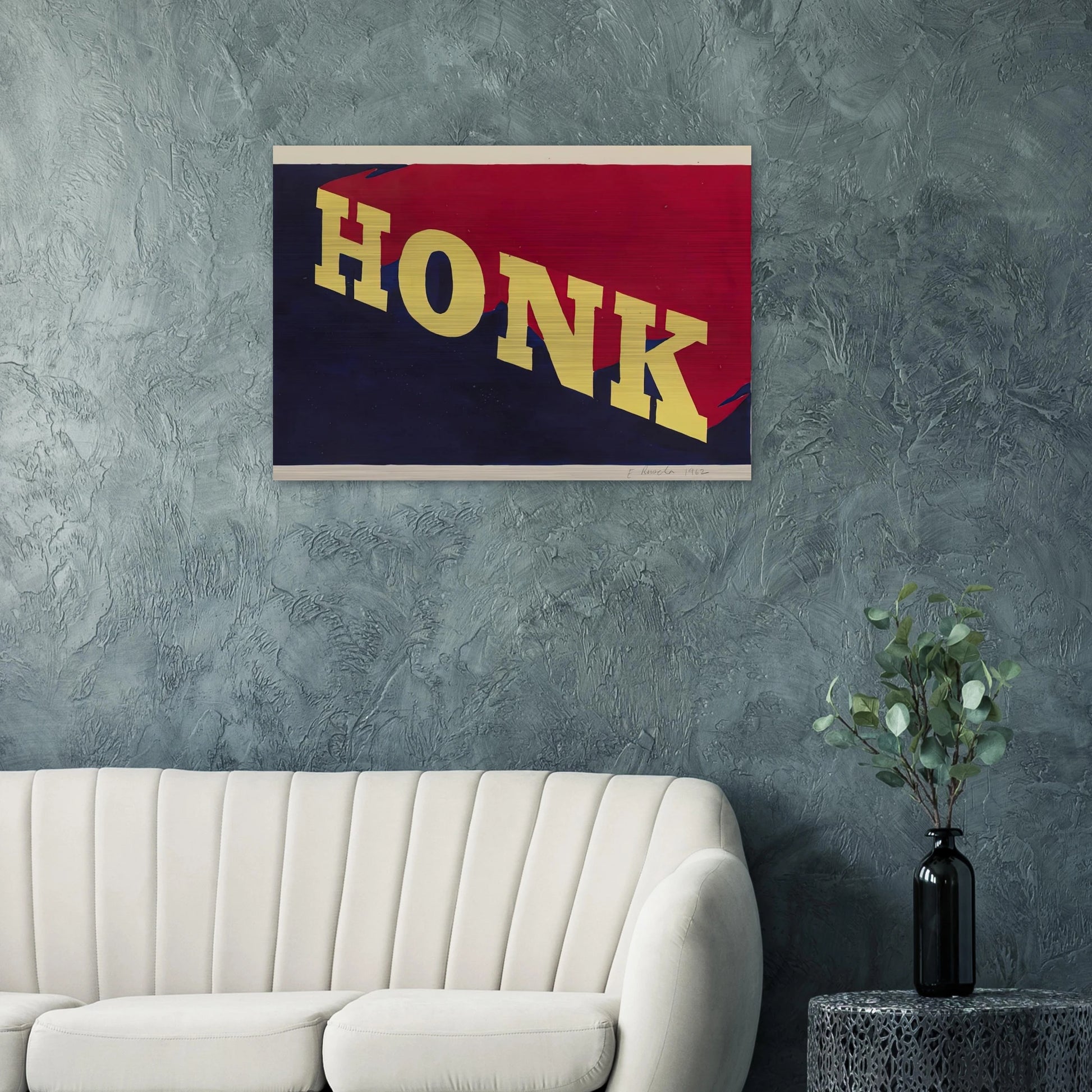 HONK 1962 - Edward Ruscha Brushed Aluminum Print - 70x100 cm / 28x40 inches | Edward Ruscha Aluminum Print | Edward Ruscha Prints