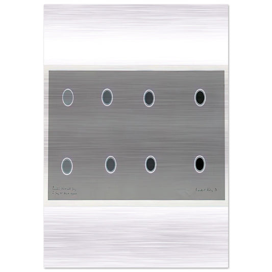 ENCIRCLING DISCS WITH GREY IN GREY TO BLACK SEQUENCE 1970 - Bridget Riley Brushed Aluminum Print - 70x100 cm / 28x40 inches | Bridget Riley Aluminum Print | Bridget Riley Prints