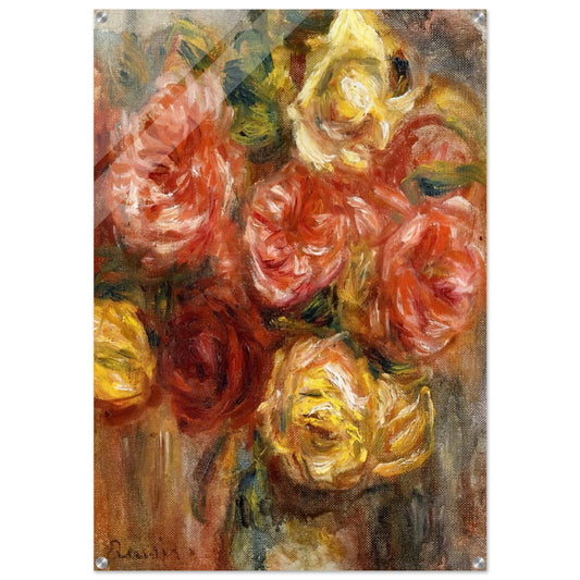 Bouquet of Roses in a Vase - Pierre-Auguste Renoir Acrylic Print - 70x100 cm / 28x40″ inches