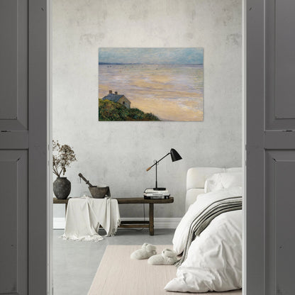 The Hut at Trouville, Low Tide - claude monet Brushed Aluminum Print - 70x100 cm / 28x40 inches | claude monet Aluminum Print | claude monet Prints