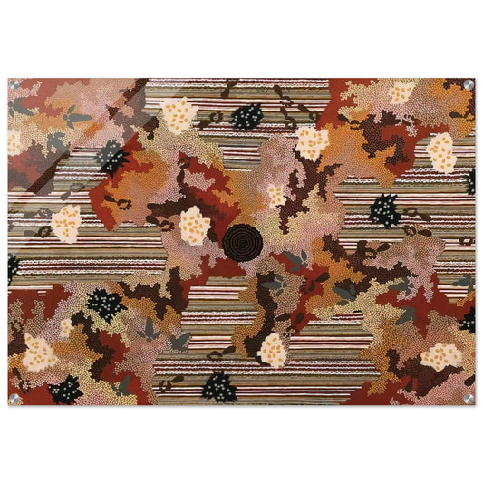 Wildflowers at Yabbierangu - 1991 - Clifford Possum Tjapaltjarri Acrylic Print - 70x100 cm / 28x40″ inches