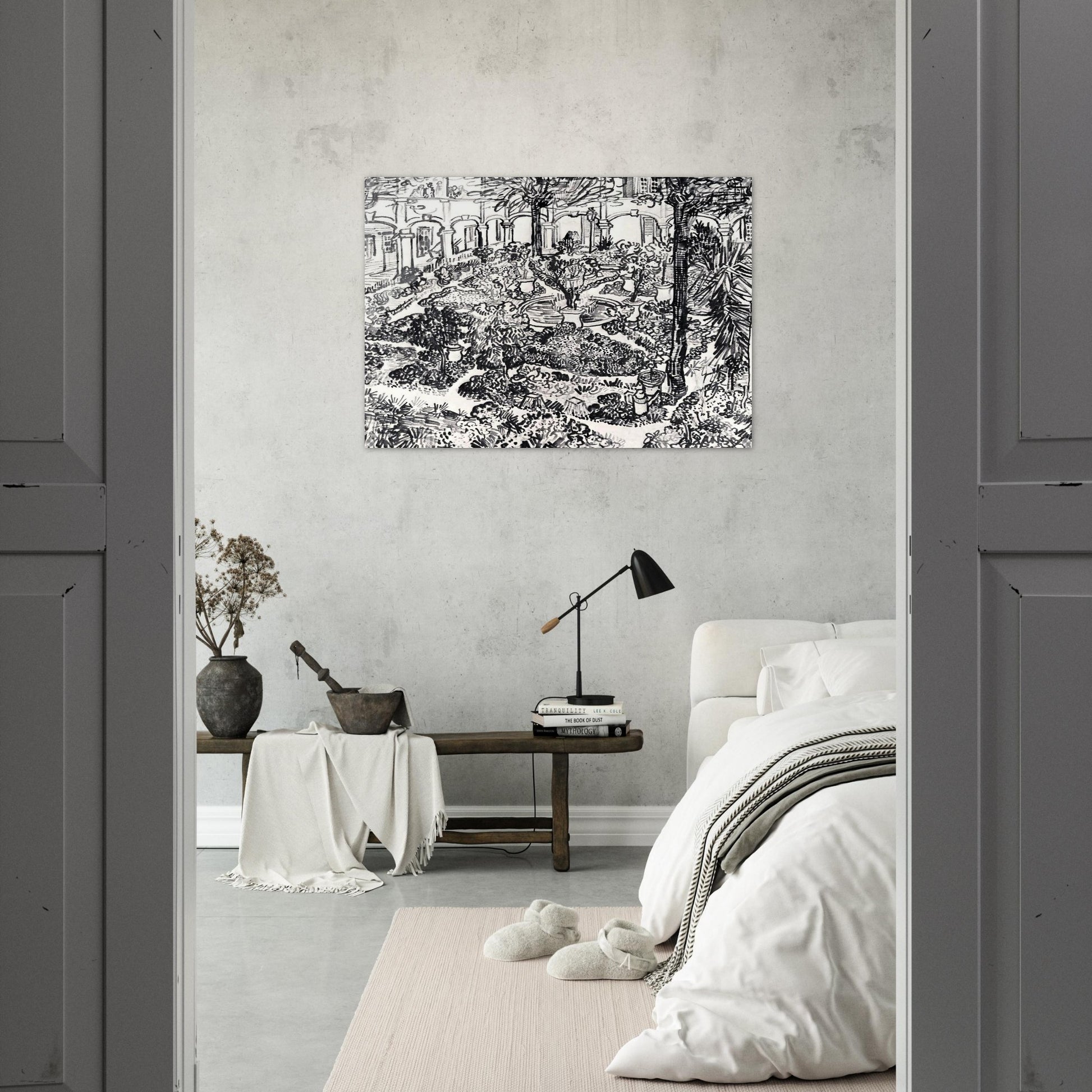 The Courtyard of the Hospital at Arles - Vincent van Gogh Acrylic Print - 70x100 cm / 28x40″ inches | Vincent van Gogh Wall Art | Vincent van Gogh Prints