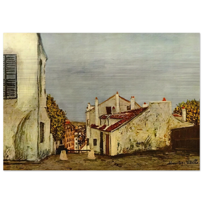 HOUSES IN MONTMARTRE - Maurice Utrillo Brushed Aluminum Print - 70x100 cm / 28x40 inches | Maurice Utrillo Aluminum Print | Maurice Utrillo Prints