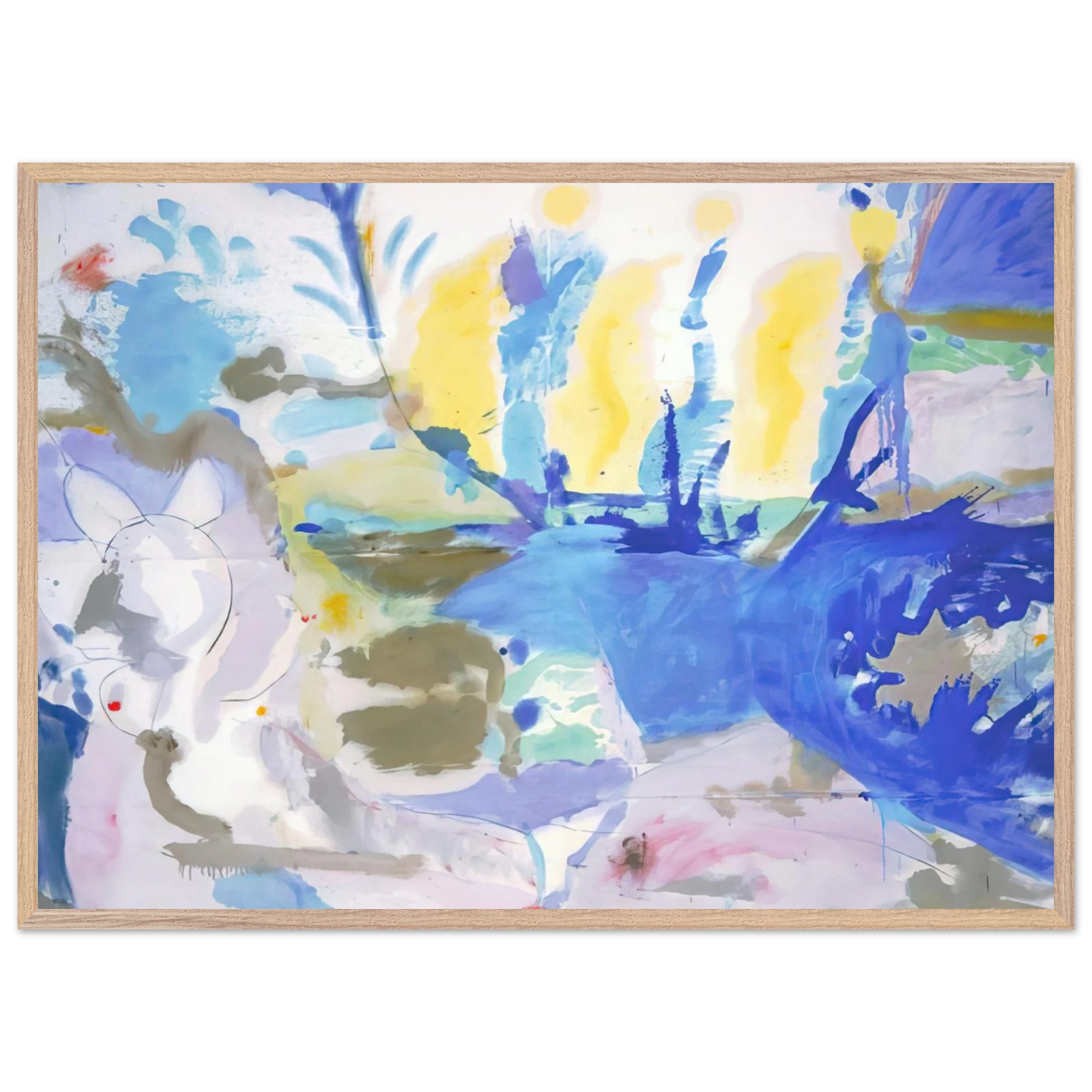 Helen Frankenthaler - Basque Beach - 1958 Wall art - 70x100 cm / 28x40 inches - Premium Wooden Framed Poster With Fine Art Paper - Black frame