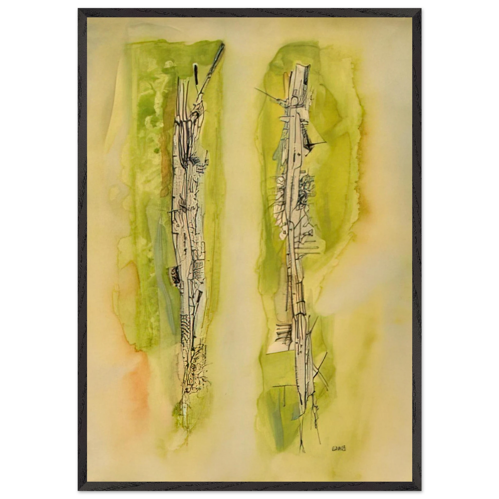 Untitled - 1940 N3 - Wols Framed Art Print – Black Wooden Frame - Default Title - -Framed Art Print