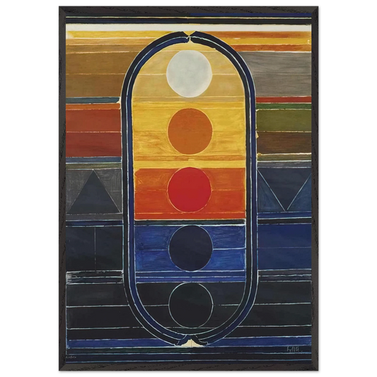 Composition - Abstract Art N2 - S H Raza 70x100 cm / 28x40 inches Framed Art Print – Black Wooden Frame