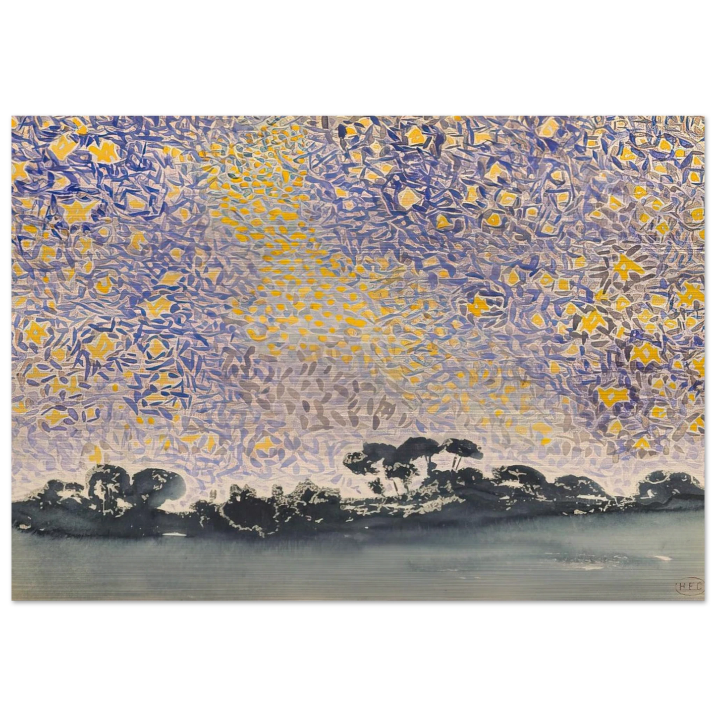 Landscape with Stars - Henri-Edmond Cross Brushed Aluminum Print - 70x100 cm / 28x40 inches | Henri-Edmond Cross Aluminum Print | Henri-Edmond Cross Prints