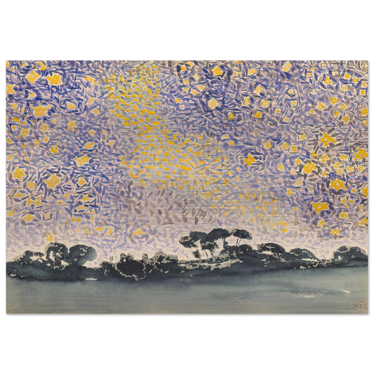Landscape with Stars - Henri-Edmond Cross Brushed Aluminum Print - 70x100 cm / 28x40 inches | Henri-Edmond Cross Aluminum Print | Henri-Edmond Cross Prints