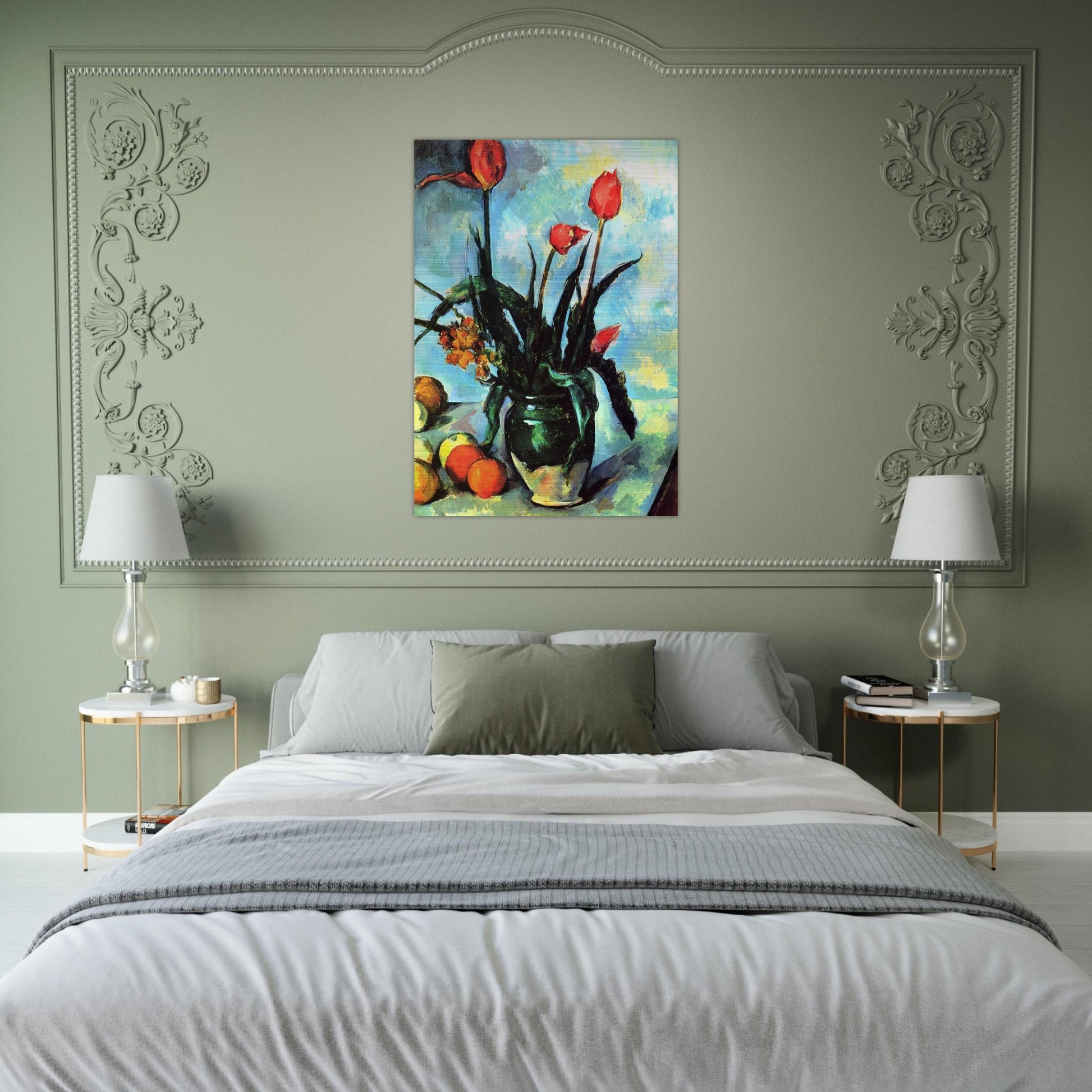 Tulips in a Vase - Paul Cézanne Brushed Aluminum Print - 70x100 cm / 28x40 inches | Paul Cézanne Aluminum Print | Paul Cézanne Prints