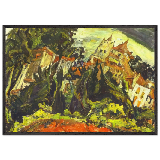 HOUSES AT CERET - Chaim Soutine Framed Art Print – Black Wooden Frame - Default Title - -Framed Art Print