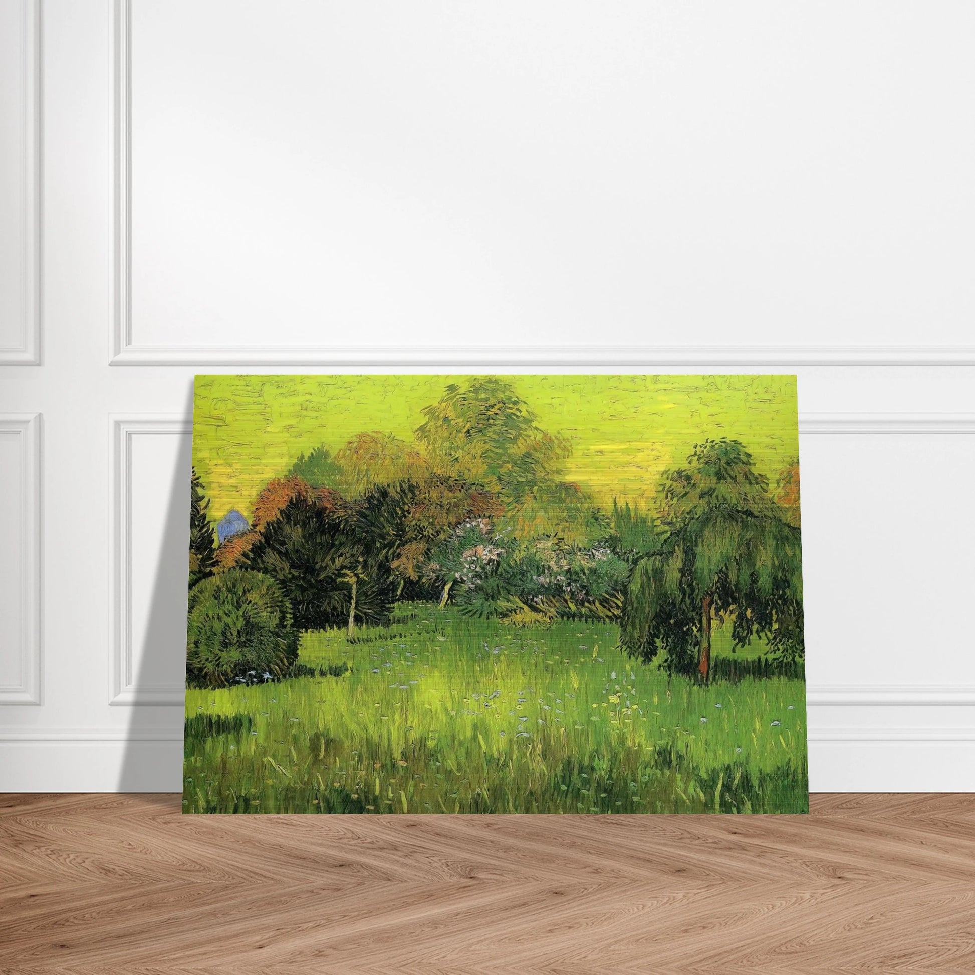 Public Park with Weeping Willow The Poet s Garden I - Vincent van Gogh Brushed Aluminum Print - 70x100 cm / 28x40 inches | Vincent van Gogh Aluminum Print | Vincent van Gogh Prints