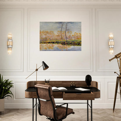 The Banks of the River Epte at Giverny - claude monet Brushed Aluminum Print - 70x100 cm / 28x40 inches | claude monet Aluminum Print | claude monet Prints