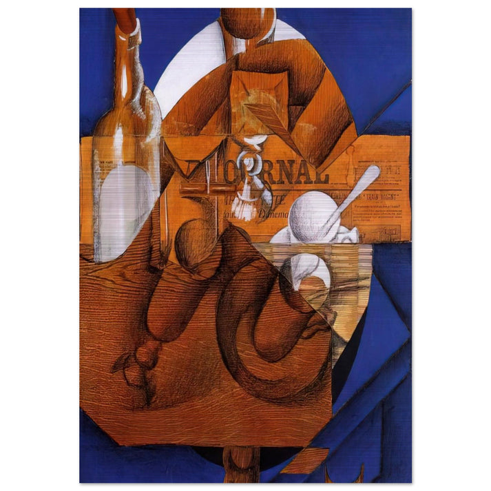 GLASS CUP AND BOTTLE - Juan Gris Brushed Aluminum Print - 70x100 cm / 28x40 inches | Juan Gris Aluminum Print | Juan Gris Prints