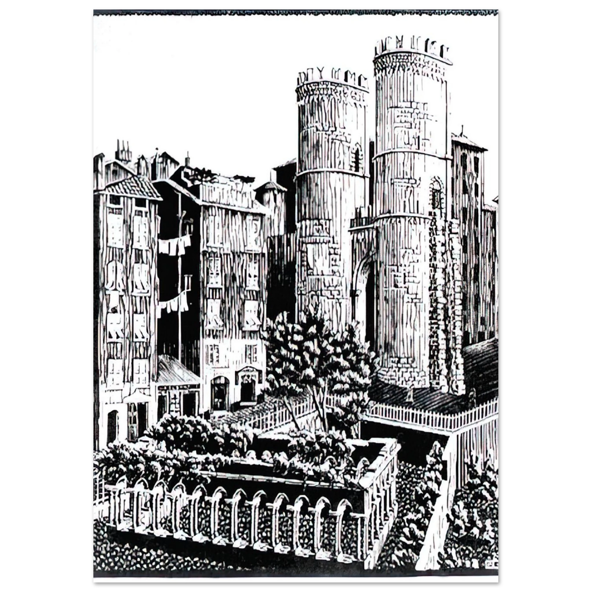 MC Escher - ESCHER (25) Wall Art - 60x80 cm / 24x32 inches - Premium Wooden Framed Poster With Fine Art Paper - White frame