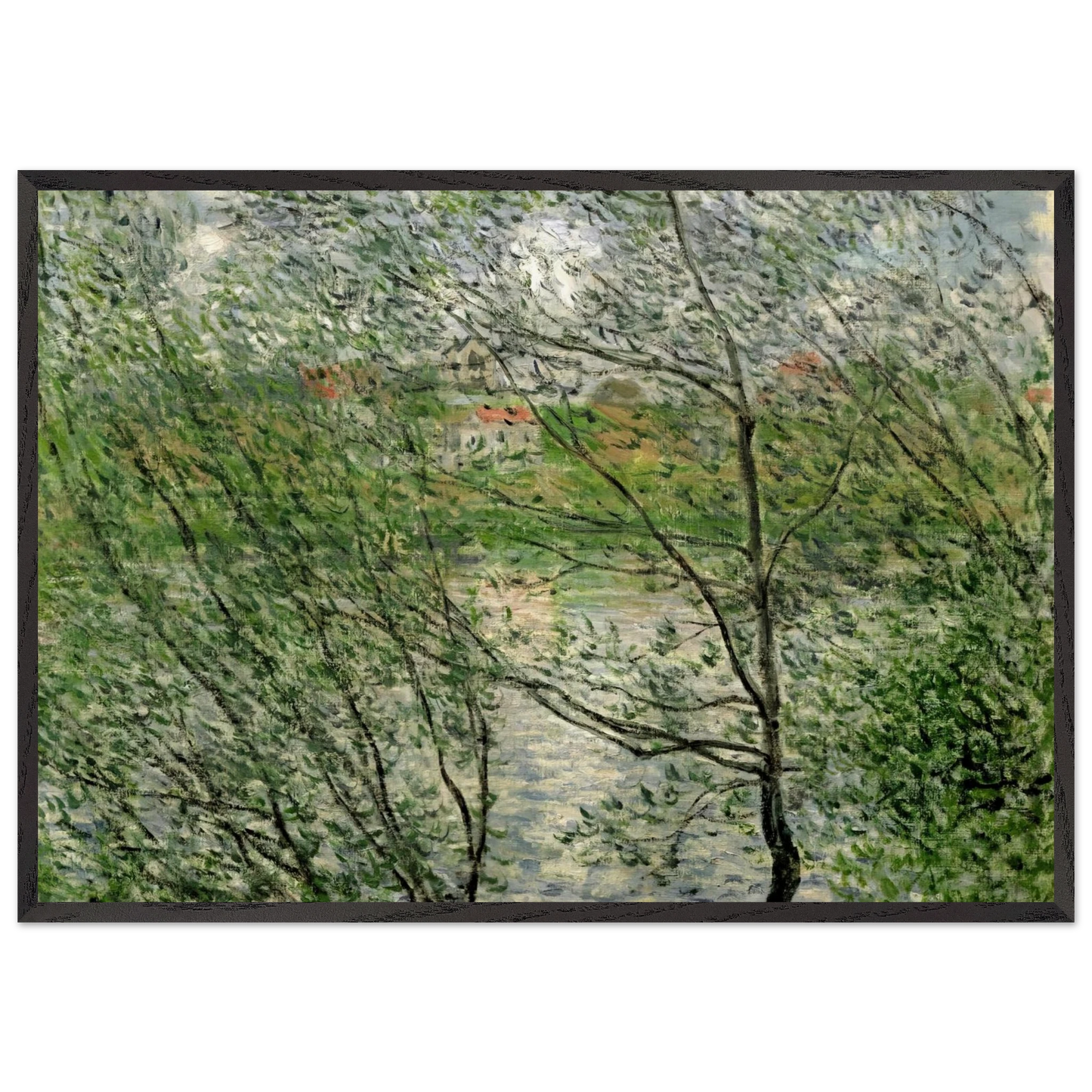 The Isle Grande-Jatte on the Siene - claude monet Framed Art Print – Black Wooden Frame - Default Title - -Framed Art Print
