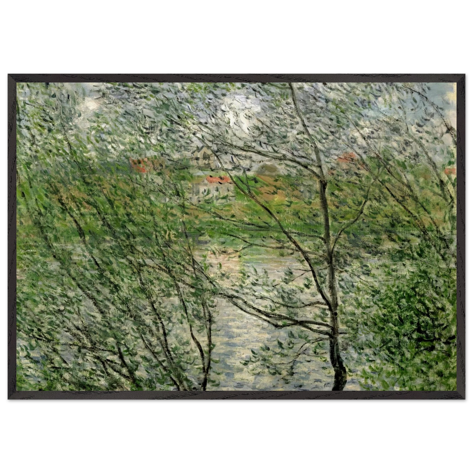 The Isle Grande-Jatte on the Siene - claude monet Framed Art Print – Black Wooden Frame - Default Title - -Framed Art Print