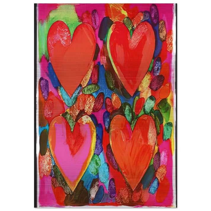 FOUR HEARTS 1969 - Jim Dine Brushed Aluminum Print - 70x100 cm / 28x40 inches | Jim Dine Aluminum Print | Jim Dine Prints
