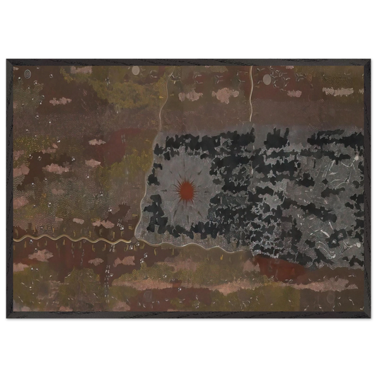 Warlugulong - 1977 - Clifford Possum Tjapaltjarri Framed Art Print – Black Wooden Frame - Default Title - -Framed Art Print