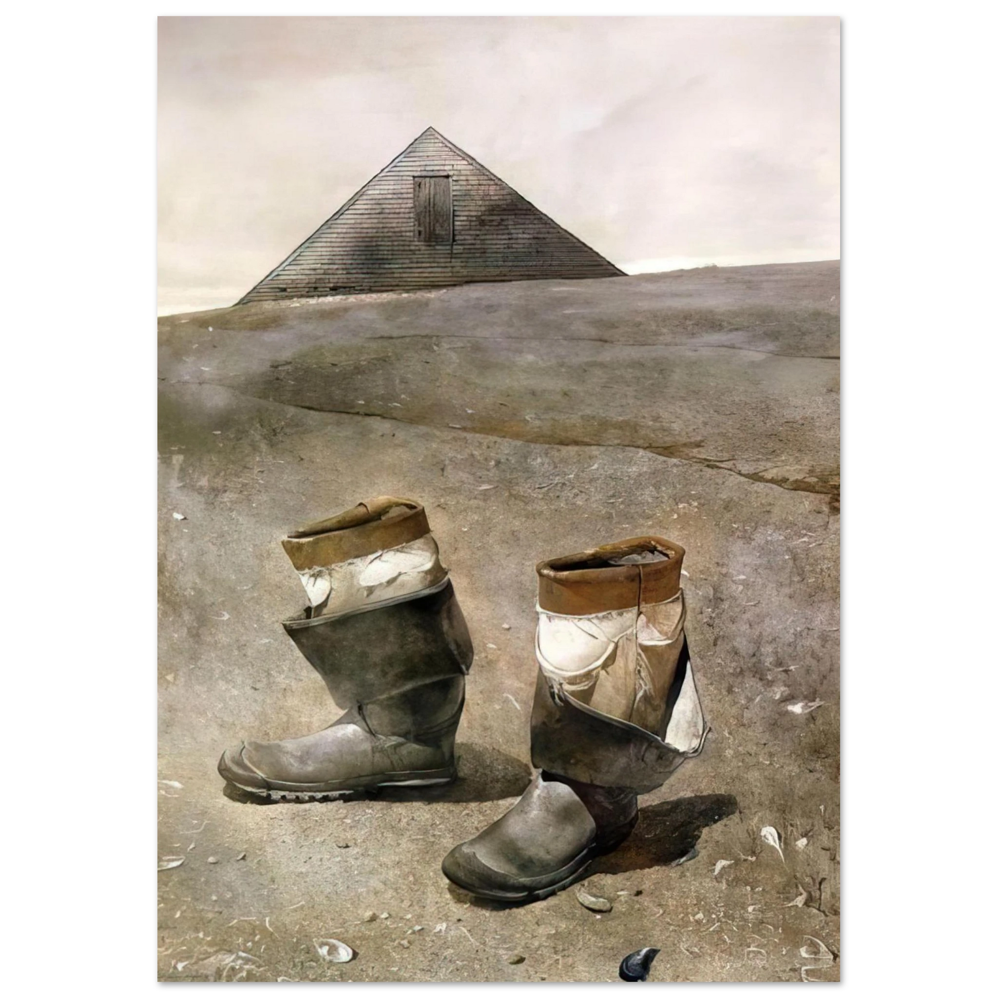 Andrew Wyeth - SEA BOOTS Wall Art - 21x29.7 cm / 8x12" - Premium Wooden Framed Poster With Fine Art Paper - Wood frame