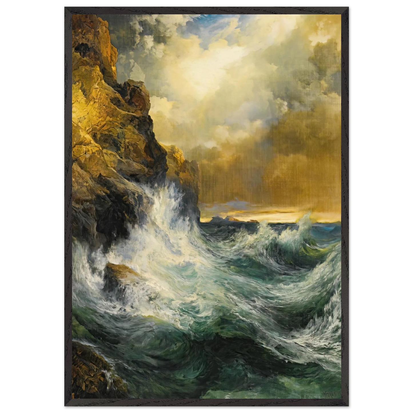 The Receding Wave - Thomas Moran Framed Art Print – Black Wooden Frame - Default Title - -Framed Art Print