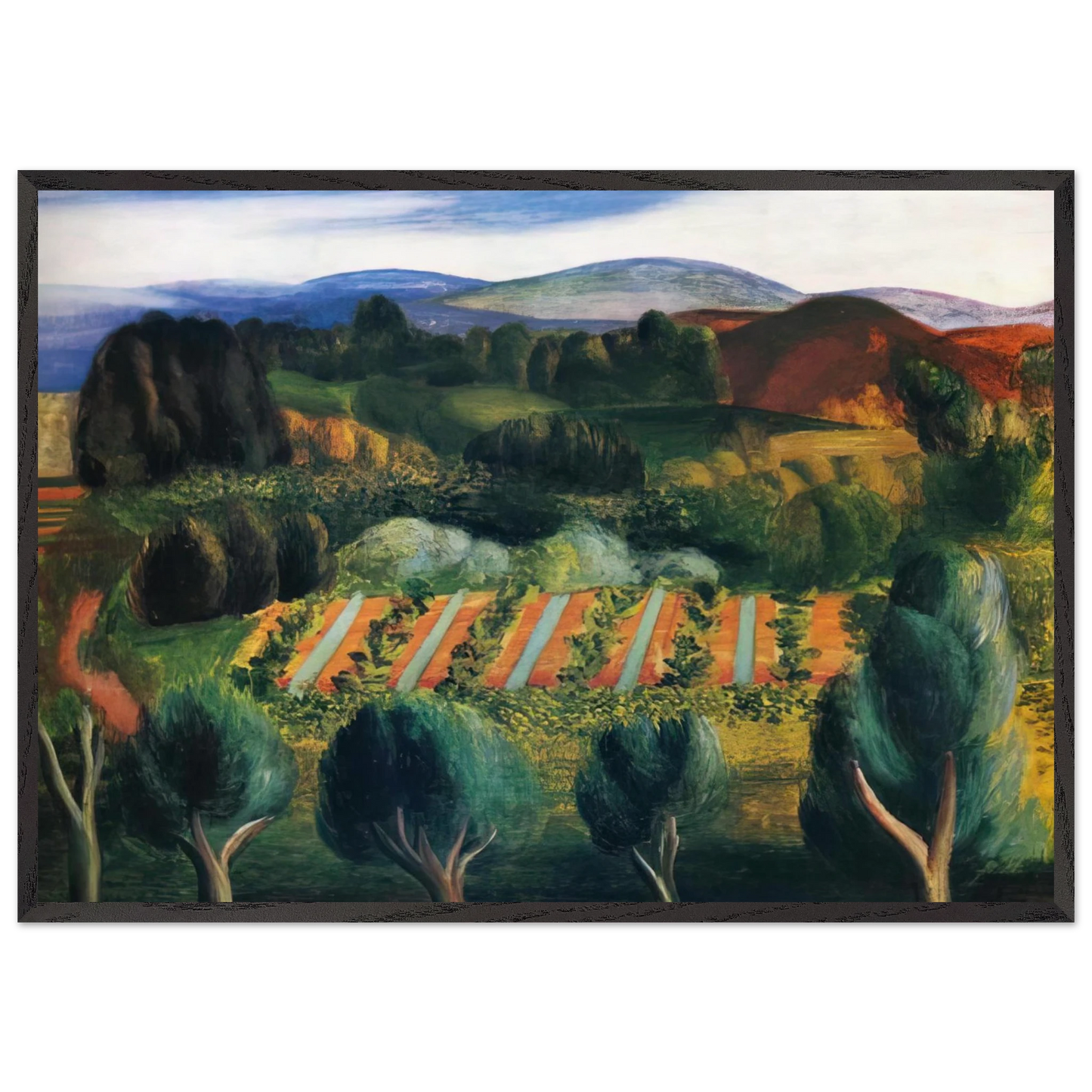 PROVENCE LANDSCAPE 1918 - Moise Kisling Framed Art Print – Black Wooden Frame - Default Title - -Framed Art Print