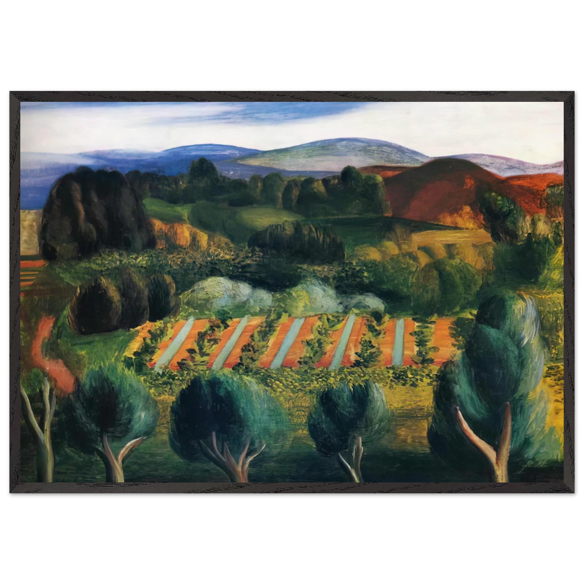PROVENCE LANDSCAPE 1918 - Moise Kisling Framed Art Print – Black Wooden Frame - Default Title - -Framed Art Print