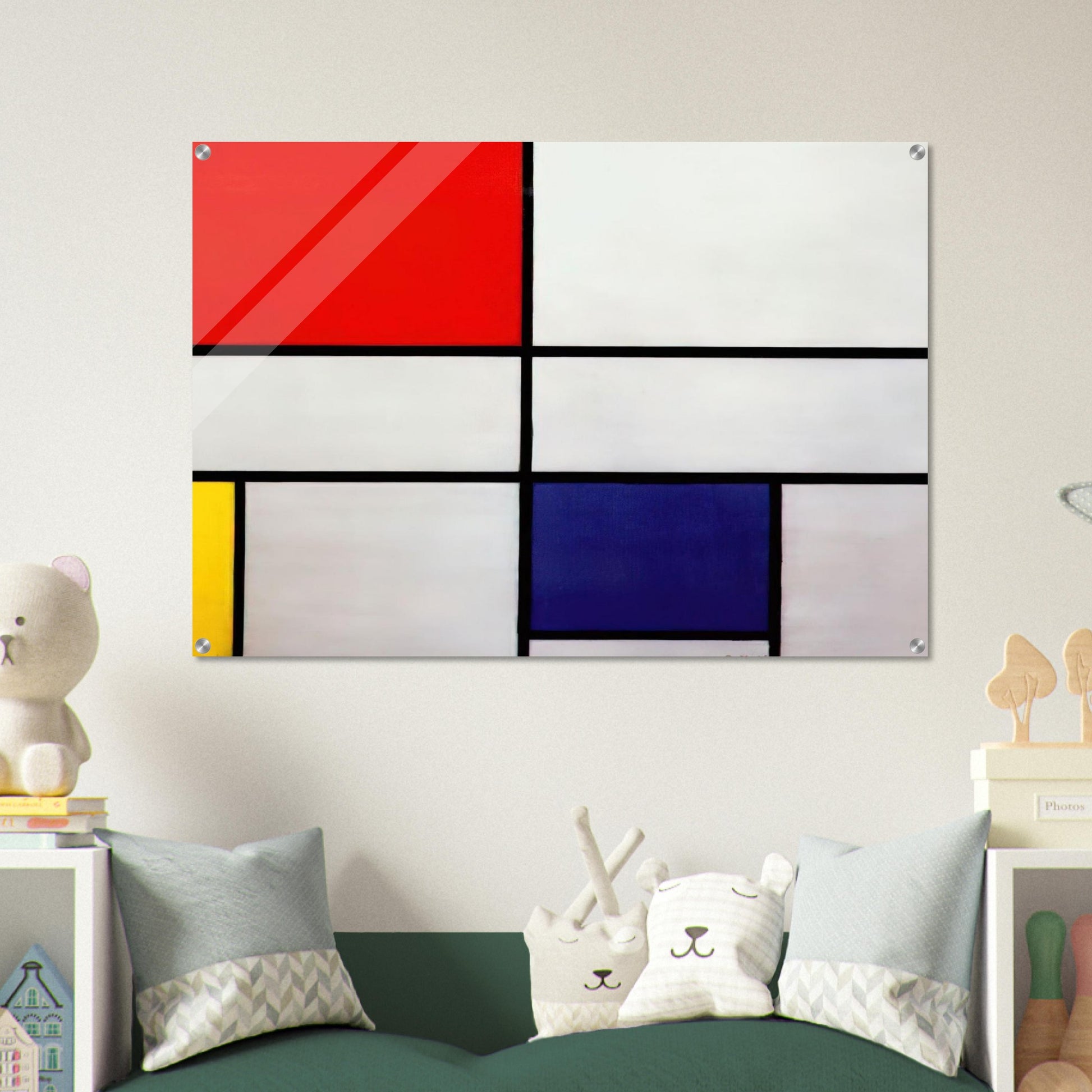 Composition C No.III with Red, Yellow and Blue - Piet Mondrian Acrylic Print - 70x100 cm / 28x40″ inches